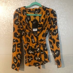 Pretty little things leopard wrap blouse